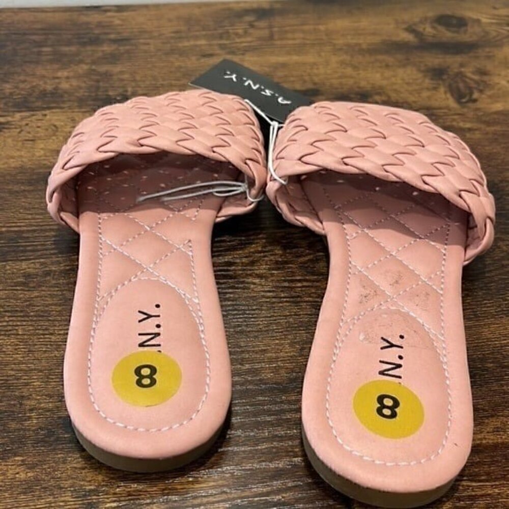 Blush pink woven slide on sandals size 8 women NWT - Picture 3 of 6